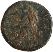 Sestertius - Commodus PACI AETERNAE COS V P P S C; Pax, Rome, 186-189 reverse image
