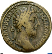 Sestertius - Commodus PIETATI SENATVS COS V P P S C obverse image