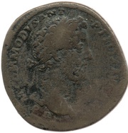 Sestertius - Commodus S P Q R LAETITIAE C V S C obverse image