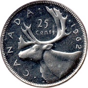 25 Cents - Elizabeth II 1st portrait, Canada, 1953-1964 reverse image