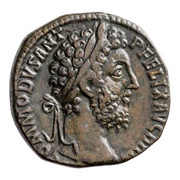 Sestertius - Commodus SAL AVG P M TR P XIII IMP VIII COS V P P S C; Salus obverse image