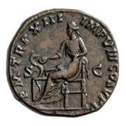 Sestertius - Commodus SAL AVG P M TR P XIII IMP VIII COS V P P S C; Salus, Rome, 187-188 reverse image