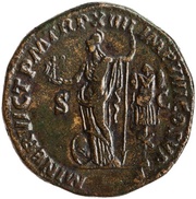 Sestertius - Commodus MINER VICT P M TR P XIIII IMP VIII COS V P P S C; Minerva and Victory, Rome, 188-189 reverse image