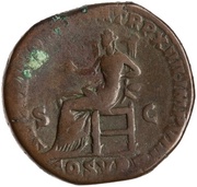 Sestertius - Commodus SECVRIT ORB P M TR P XIIII IMP VIII COS V P P S C; Securitas, Rome, 188-189 reverse image