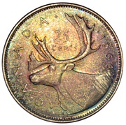 25 Cents - Elizabeth II 2nd portrait, silver (.800), Canada, 1965-1966 reverse image