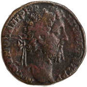 Sestertius - Commodus IOVI IVVENI P M TR P XIIII IMP VIII COS V DES VI S C; Jupiter obverse image