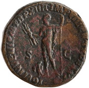 Sestertius - Commodus IOVI IVVENI P M TR P XIIII IMP VIII COS V DES VI S C; Jupiter, Rome, 189 reverse image