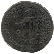 Sestertius - Commodus MINER VICT P M TR P XIIII IMP VIII COS V DES VI S C; Minerva and Victory, Rome, 189 reverse image
