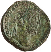 Sestertius - Commodus APOL PALAT P M TR P XVI COS VI S C; Apollo obverse image