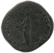 Sestertius - Commodus CONCOR COMMODI P M TR P XVI COS VI S C; Concordia, Rome, 190-191 reverse image