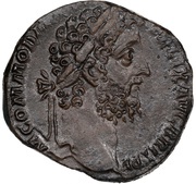 Sestertius - Commodus FIDEI COH P M TR P XVI COS VI S C; Fides obverse image