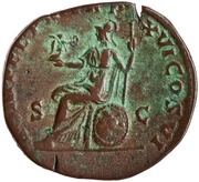 Sestertius - Commodus ROM FEL P M TR P XVI COS VI S C; Roma and Victory, Rome, 190-191 reverse image
