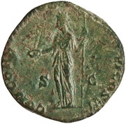 Sestertius - Commodus CONC COMMODI P M TR P XVI IMP VIII COS VI S C; Concordia, Rome, 190-191 reverse image