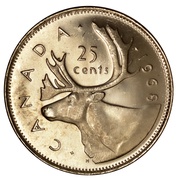 25 Cents - Elizabeth II 2nd portrait, silver (.500), Canada, 1968 reverse image
