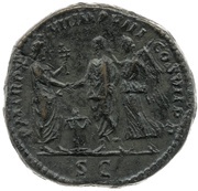 Sestertius - Commodus P M TR P XVII IMP VIII COS VII P P S C; Serapis, Isis, and Victory, Rome, 192 reverse image