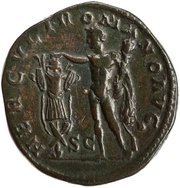 Sestertius - Commodus HERCVLI ROMANO AVG S C; Hercules, Rome, 192 reverse image