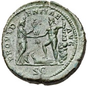 Sestertius - Commodus PROVIDENTIAE AVG S C; Hercules and Africa, Rome, 192 reverse image