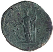 Sestertius - Manlia Scantilla IVNO REGINA S C; Juno, Rome, 193 reverse image