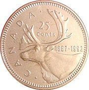 25 Cents - Elizabeth II Confederation, Canada, 1992 reverse image