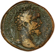 Sestertius - Septimius Severus VICT AVG TR P II COS II P P S C; Victory obverse image