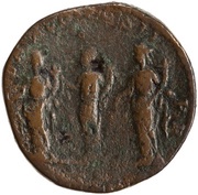Sestertius - Septimius Severus MONET AVG COS II P P S C; Tres Monetae, Rome, 194 reverse image