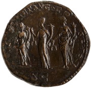 Sestertius - Septimius Severus MONET AVG COS II P P S C; Tres Monetae, Rome, 194 reverse image