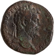 Sestertius - Septimius Severus P M TR P III COS II P P S C; Minerva obverse image