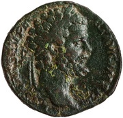 Sestertius - Septimius Severus DIVI M PII F P M TR P III COS II P P S C; Roma and Victory obverse image