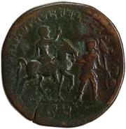 Sestertius - Septimius Severus ADVENTVI AVG FELICISSIMO S C, Rome, 196 reverse image