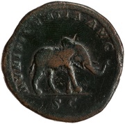 Sestertius - Septimius Severus MVNIFICENTIA AVG S C, Rome, 196 reverse image