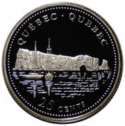 25 Cents - Elizabeth II Quebec; Silver Proof Issue, Canada, 1992 reverse image