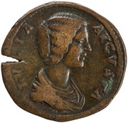 Sestertius - Julia Domna MATER DEVM S C; Cybele obverse image