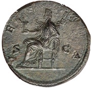 Sestertius - Julia Domna VESTA S C; Vesta, Rome, 196-211 reverse image