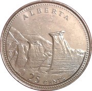 25 Cents - Elizabeth II Alberta, Canada, 1992 reverse image