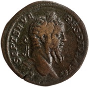 Sestertius - Septimius Severus VICTORIAE BRITTANNICAE S C; Victory obverse image