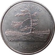 25 Cents - Elizabeth II Ontario, Canada, 1992 reverse image