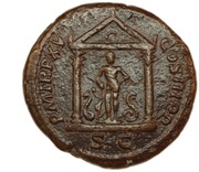 Sestertius - Septimius Severus P M TR P XV COS III P P S C; Asclepius, Rome, 207 reverse image