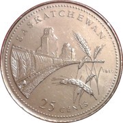 25 Cents - Elizabeth II Saskatchewan, Canada, 1992 reverse image