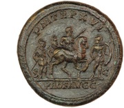 Sestertius - Septimius Severus P M TR P XVI PROF AVGG S C, Rome, 208 reverse image