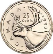 25 Cents - Elizabeth II 125th Anniversary of Canada; Mule, Canada, 1992-1993 reverse image