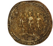 Sestertius - Geta and Caracalla PONTIF COS II S C, Rome, 209 reverse image