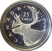 25 cents - Elizabeth II 3rd portrait; Silver Proof Issue, Canada, 1996-2003 reverse image