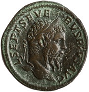 Sestertius - Septimius Severus and Caracalla P M TR P XVIII COS III P P S C; Pietas and Concordia obverse image