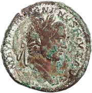 Sestertius - Caracalla PONTIF TR P XIII COS III S C; Mars obverse image