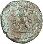 Sestertius - Caracalla PONTIF TR P XIII COS III S C; Mars, Rome, 210 reverse image