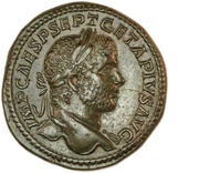 Sestertius - Geta PONTIF TR P II COS II S C; Minerva and Victory obverse image