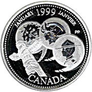 25 Cents - Elizabeth II January; silver, Canada, 1999 reverse image
