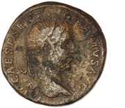 Sestertius - Geta and Caracalla PONTIF TR P II COS II S C; Apollo and Hercules obverse image