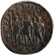 Sestertius - Geta and Caracalla PONTIF TR P II COS II S C, Rome, 210 reverse image