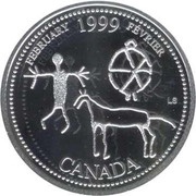 25 Cents - Elizabeth II February; silver, Canada, 1999 reverse image